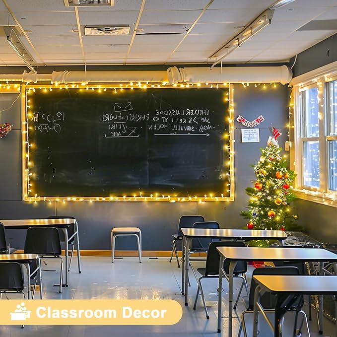 JMEXSUSS 100 LED String Lights Indoor Bedroom Warm White Christmas Lights | 8 Modes Plug in Classroom Lights, 33 ft Connectable Room Fairy Twinkle Light Outdoor for Mirror Room Home Garden Xmas Tree