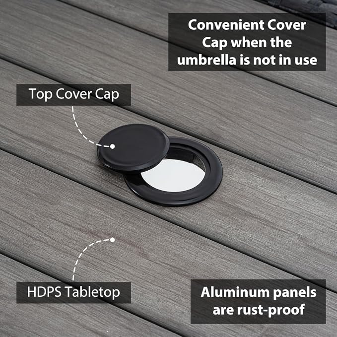 Sundale Outdoor Umbrella Stand with 2 Weight Bags, Patio 22 in Wicker Side Table with Umbrella Hole, All Weather Small Rattan Umbrella Base for Deck Yard Poolside Porch, Charcoal Gray