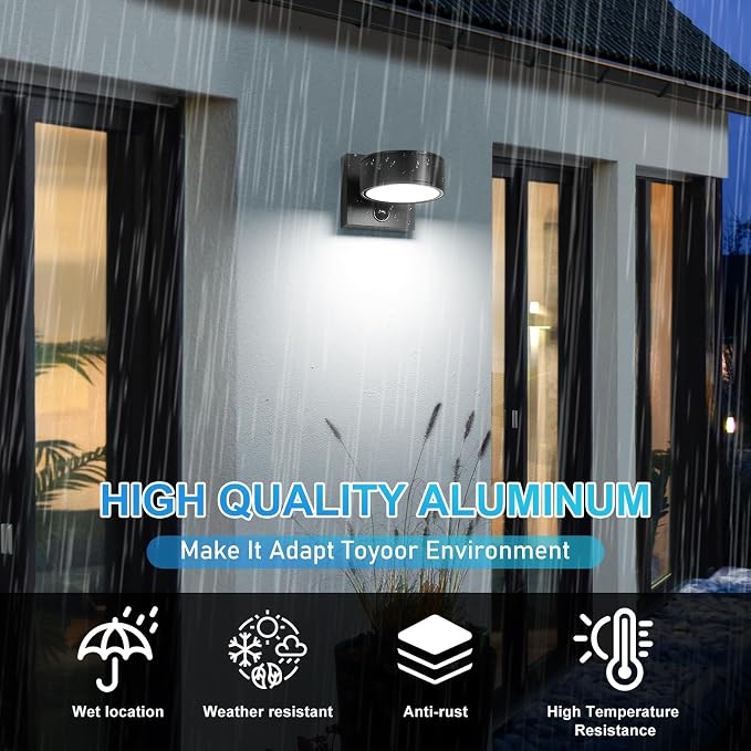 Motion Sensor Outdoor Lights, Aluminum Outdoor Wall Sconce, LED Porch Lights, Exterior Lighting fixtures, Waterproof 3000K/4000K/5000K Front Porch Light for Garage Enterway