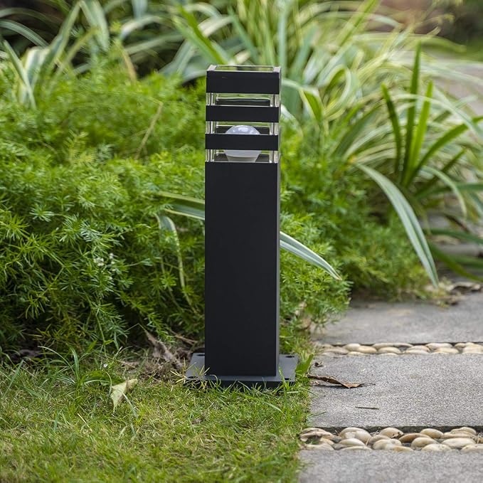 Pathway Lights Post Lights IP55 Waterproof Outdoor Lamp Post Lawn Light Floor Lamp E26 Lampholder Hardwired Suitable for 12V / 24V / 120V Voltage（16in, Black）