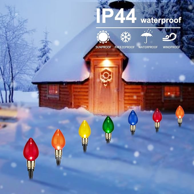C9 Christmas Pathway Lights Outdoor, 17.4Ft 10 LED C9 Pathway Lights | Connectable C9 Walkway Lights, Waterproof Christmas Lights Outdoor for Walkway Yard Lawn Ground Sidewalk Driveway Decorations