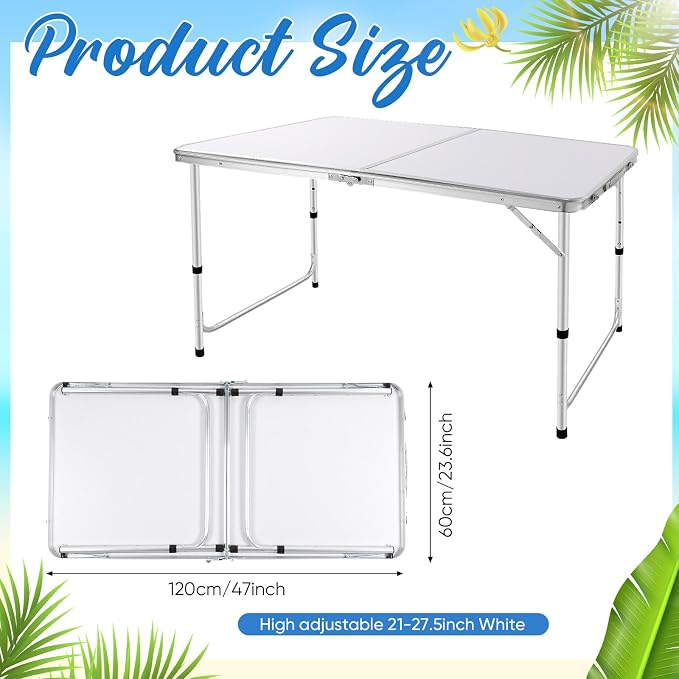 SiliFine Set of 3 Pool Party Supplies 4 Foot Folding Ice Table Cooler Table Outdoor Mesh Food Covers Food Tent Inflatable Serving Bars Food Trays for Party Buffet for BBQ Picnic Camping
