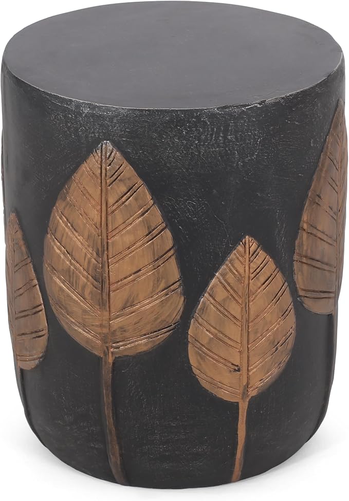 Copper Concrete Side Table for Outdoor Spaces - Lightweight, Durable Patio End Table with Rust-Resistant Coating, Perfect for Small Balconies and Gardens