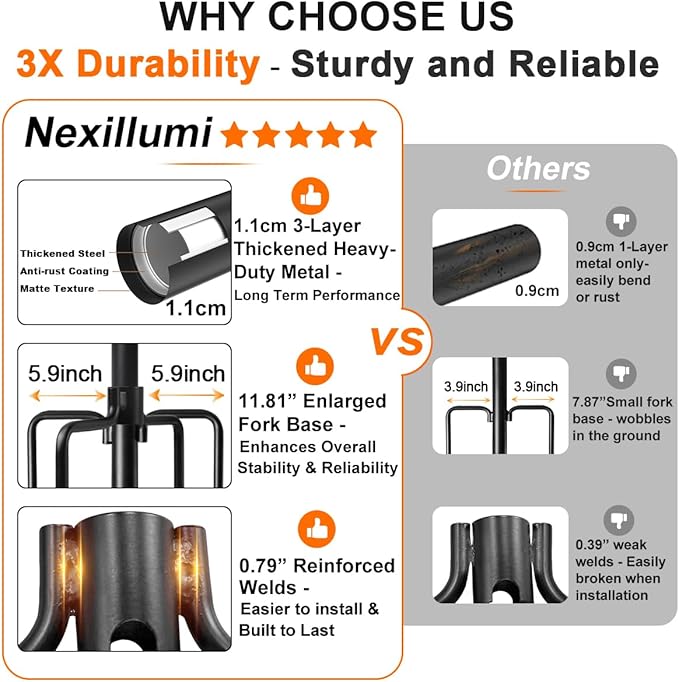 2 Pack Heavy-Duty String Light Poles for Outside with Fork, Adjustable Lighting Hanging Post Accessories for Patio Furniture Set Patio Decor Outdoor Decor Backyard Yard Pergola Garden Decorations