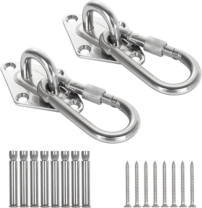 ABuff 1100 lb Heavy Duty Hammocks Hooks, 2 Pcs M8 Yoga & Brazilian Hammock Hanging Kit for Hammock Stands, Ceiling Hook for Hammocks Hanging Kit, Swing Hanging, Wall/Ceiling Mount, Indoor & Outdoor