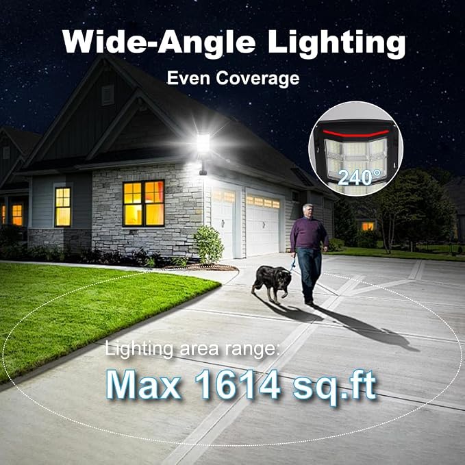 Cenfmlt Solar Street Lights Outdoor 4 Pack, Dusk to Dawn LED Flood Light with Motion Sensor, IP67 Waterproof 6500K Security Lamps & Remote Control for Driveway, Garage, Barn