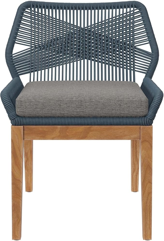 Modway Wellspring 5-Piece Outdoor Patio Dining Table Set in Blue Graphite