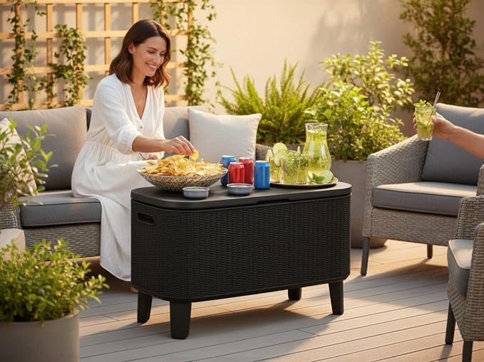 Bevy Bar 2-in-1 Pop-Up Table and Cooler, Outdoor Patio Bar with Built-in Ice Chest (Gray)