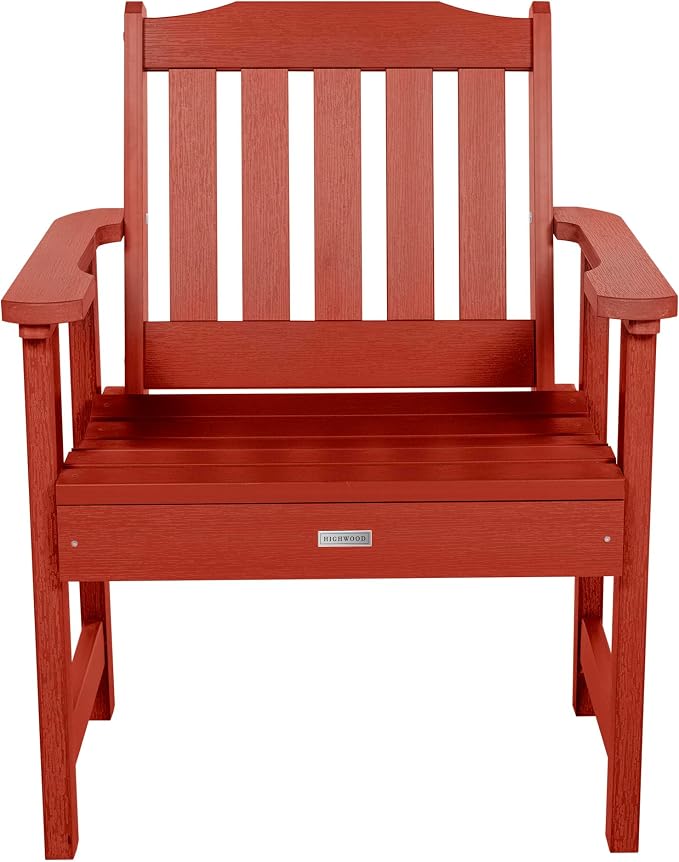Highwood AD-KITCHGL2-RED 2 Lehigh Garden Chairs with 1 Square Side Table 3-Piece Set, Rustic Red