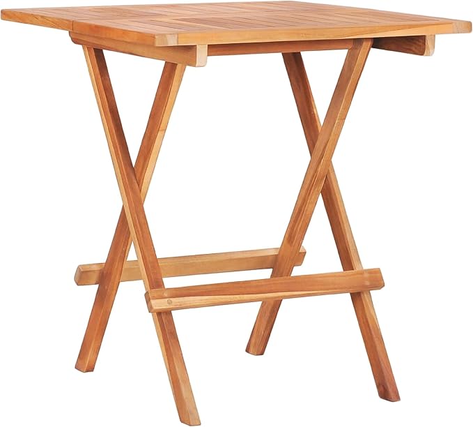 Benzara Foldable Outdoor Bistro Table, Brown Solid Teak Wood, 24 Inch