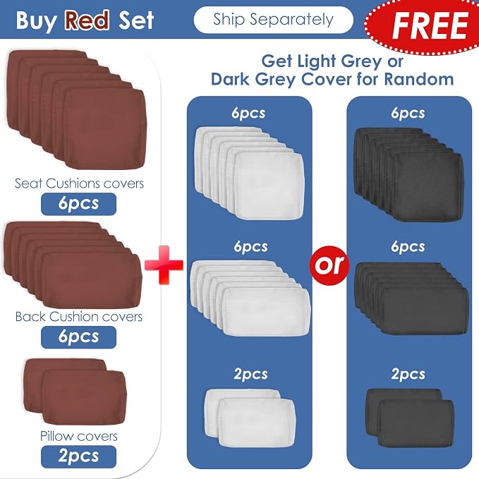 RADIATA 9 Piece Wicker Patio Furniture Set with Fire Pit, All-Weather Outdoor Sectional Couch High Back Large Size, Modular Backyard Seating Sofa Set with Propane/Natural Gas Firepit Table, Grey&Red