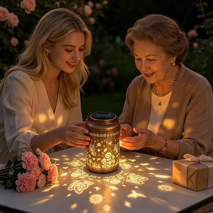 Metal Butterfly Solar Lanterns, Outdoor Waterproof Butterflies Garden Decor Hanging Lights Decoration for Outside Yard Patio Backyard Porch