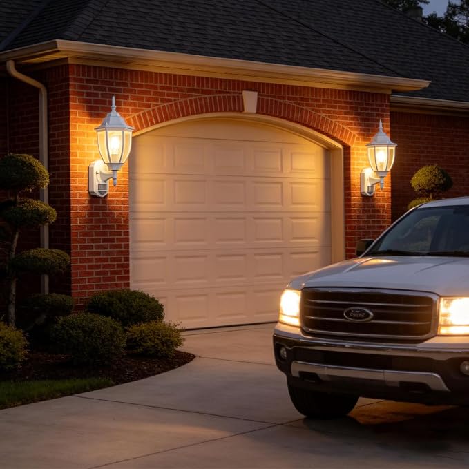 Porch Lights Outdoor Motion Sensor Wall Sconce Anti-Rust Aluminum, Exterior Outdoor Wall Lights Dusk to Dawn Porch Light Fixture Wall Mount for House Outside Patio 2Pack White