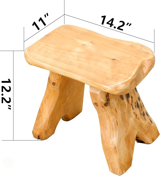 Brefhome Solid Cedar Tree Stump Stool, 12.2"H Small Outdoor Wood Side Table | One-of-a-kind, natural cedar wood, no assembly required, 200 lbs load capacity, waterproof coating, for outdoor & inside home