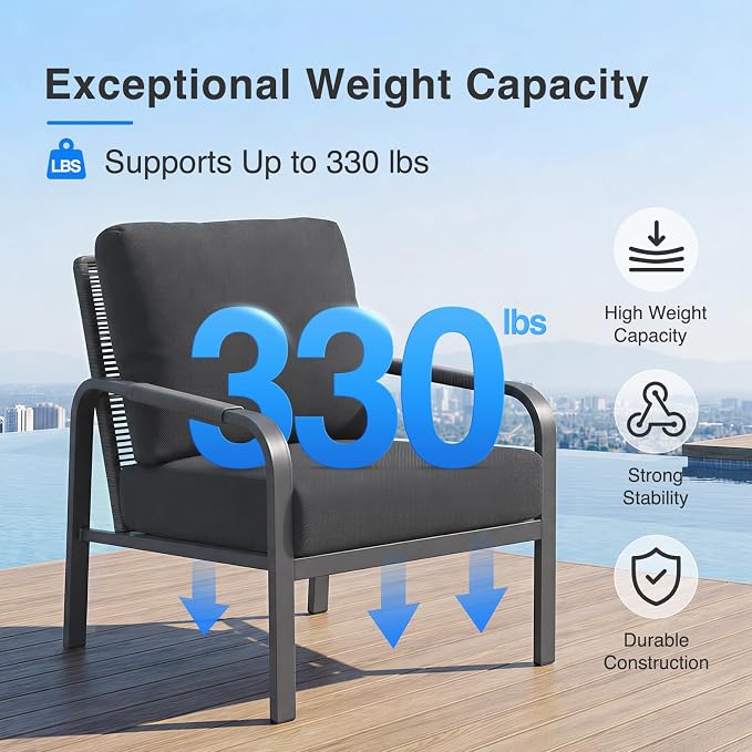 Aluminum Patio Furniture Set with Coffee Table, L-Shaped Patio Sectional Couch with Rattan Backrest for Garden, Balcony, Terrace, Gray