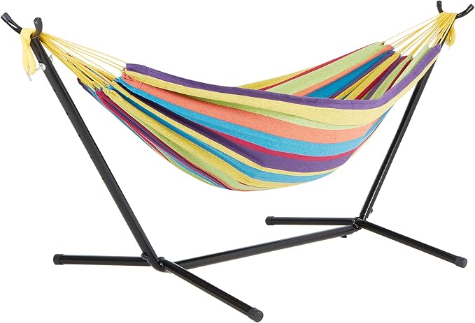 Bliss Hammocks 60'' Wide Hammock & Built-in Stand w/Carrying Case & Hanging Hardware Indoor, Outdoor, Poolside, Patio, Backyard Heavy Duty, Strong & Durable 400 Lbs Capacity (BHST-401-CS)