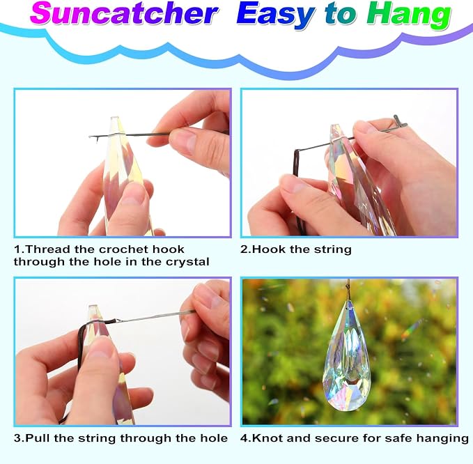 120mm Crystal Suncatcher, 2 Pack Large Prism Sun Catchers Indoor Windows | Hanging Ornaments Rainbow Maker Pendant for Outdoor Garden Chandelier Birthday Wedding Party Valentines Day Gifts for Women
