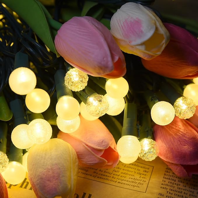 Globe String Lights, 70 LED Mix-Ball Fairy Lights Plug in UL Listed Christmas Tree Lights 19Ft Christmas Outdoor Indoor Fairy Lights for Bedroom Tree Patio Party Garden Wedding, Warm White
