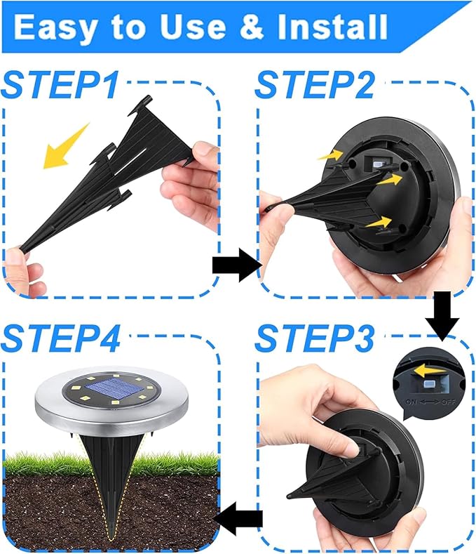 4.6 Inch Diameter Solar Ground Lights, Waterproof Solar Garden Lights, Outdoor Garden Waterproof Bright in-Ground Light, Landscape Lighting for Pathway,Yard,Lawn,Patio,Walkway (12 Pack Warm Light)