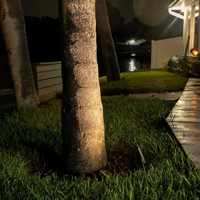VOLT 12V Top Dog Outdoor Mini Spotlight (Black) & 4W 2700K MR11 LED Bulb | Solid Cast Brass with Durable Powder Coating, 350 Lumens of Warm White Light, Ideal for Yard, Lawn, Garden, Trees & House