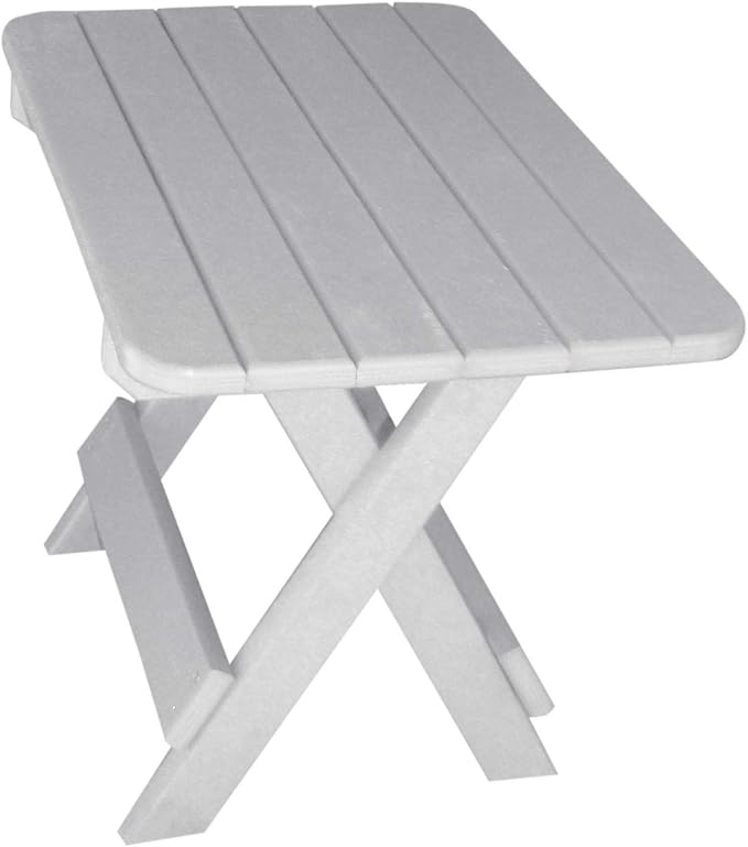 Phat Tommy Recycled Poly Resin Folding Side Table – Durable & Eco-Friendly. This Patio Furniture is Great for Your Adirondack Chair, Lawn, Garden, Swimming Pool, Deck. (Grey)