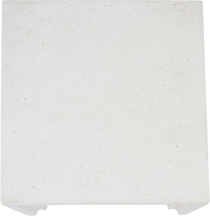Christopher Knight Home Arcrest Outdoor Geometric Side Table, Lightweight Concrete End Table, Accent Table with Textured Cube Design, Decorative Small Coffee Desk for Living Room Patio Balcony, White