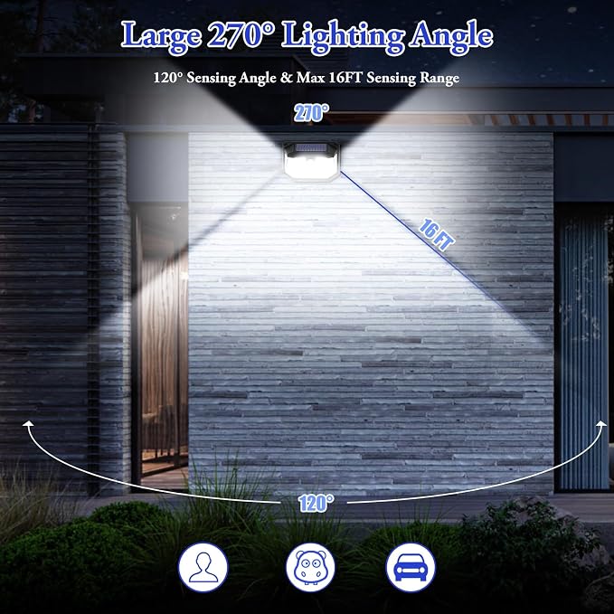 Solar Outdoor Lights, 8-Pack Super Bright 178 LEDs Motion Sensor Wall Light with 270° Wide Angle & 3 Modes, Waterproof Solar Powered Security Light for Patio Garden Garage Front Door