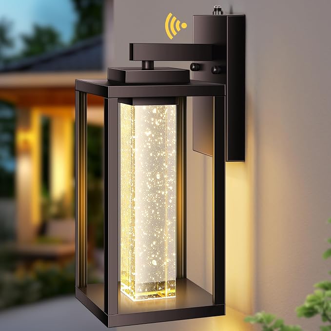 VIANIS Large Dusk to Dawn Porch Lights Outdoor, Oil Rubbed Bronze Exterior Garage Light Fixtures Wall Mount for House, Farmhouse Outdoor Wall Sconce Lantern with Integrated 10W LED Light Source