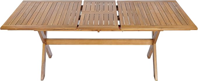 Christopher Knight Home Tomi 7 Piece Acacia Wood Outdoor Dining Table Set for 6, Extendable Dining Table and 6 Chairs with Mesh Back & Seat, Wooden Outdoor Patio Furniture Set, Teak + Black