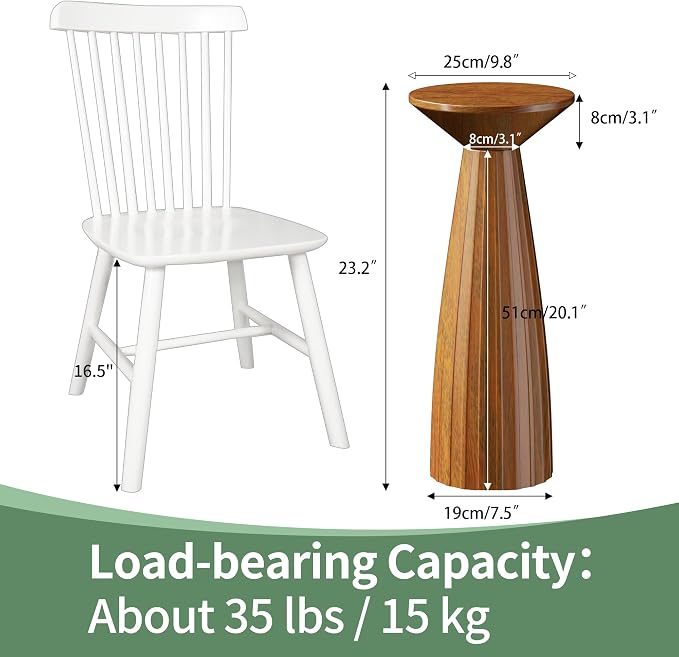 Modern Patio Side Table, Mid-Century Metal Outdoor End Table, Pedestal Round Accent Table for Poolside, Balcony & Living Room, Weather Resistant, No Assembly Required, Brown
