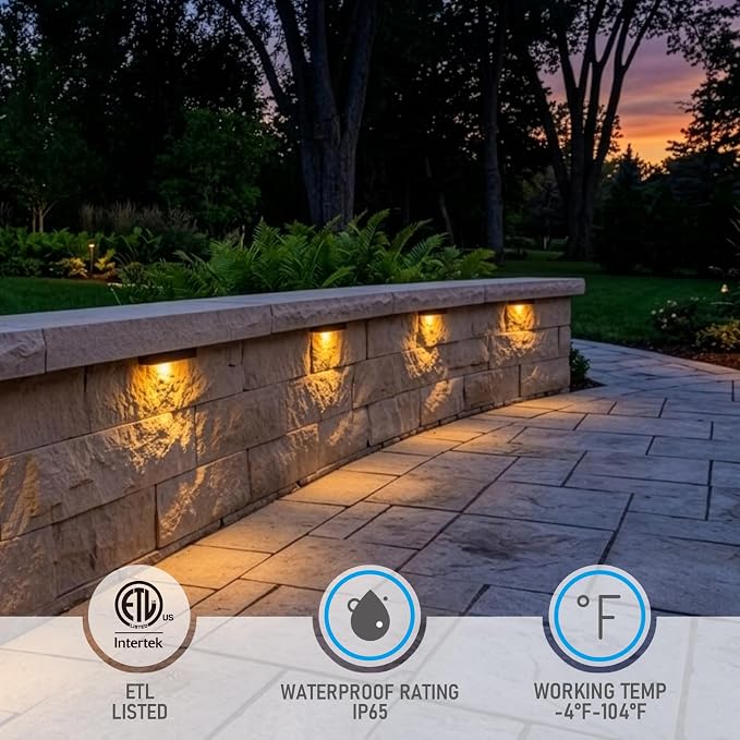 LEONLITE 4-Pack 5CCT 7 Inch LED Hardscape Lighting, 1800K-5000K | LED Landscape Lighting, 12-24V AC/DC Paver Light Low Voltage Retaining Wall Lights, 5W Outdoor Step Lights, ETL