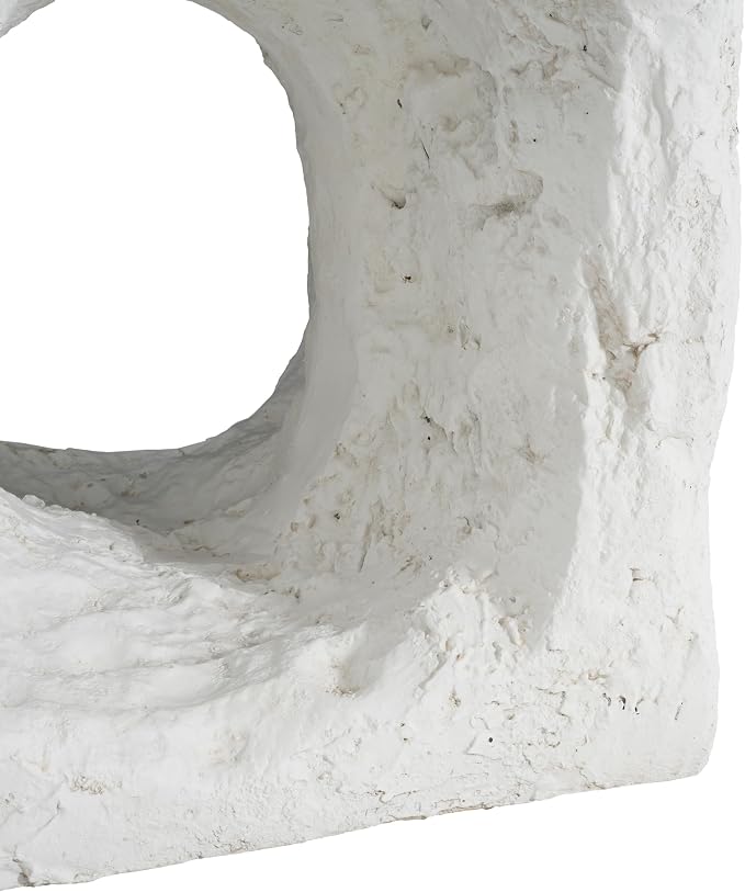 Christopher Knight Home Nataly 17.85" H Small Outdoor Side Table, Cubic Carved Garden Stool with Swirl Patterns, Lightweight Concrete End Table, Patio Decorative Home Stool for Balcony Backyard, White