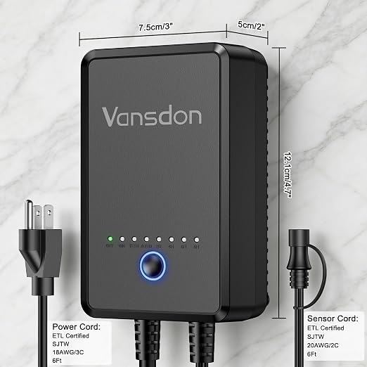 Vansdon 60W Low Landscape Voltage Transformer,120V AC to 12V DC,ETL Listed | Timer & Photocell Sensor,Circuit protection & Memory function,4 modes,Weatherproof,for Pathlight,Spotlight,ETL Listed