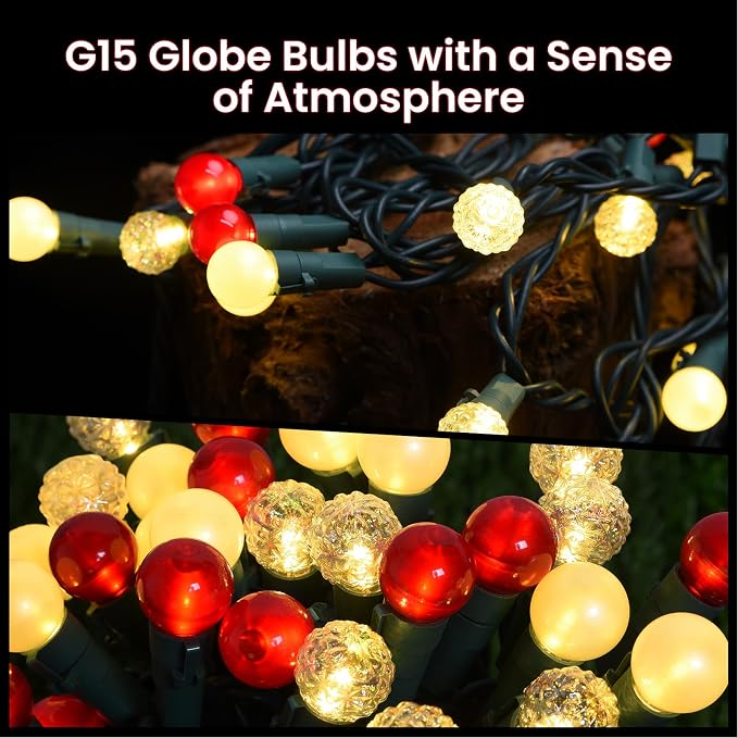 Globe String Lights, Fairy Lights Plug in 19FT Christmas Lights 70LED Pearlized Glass Bulbs Multicolor Outdoor Indoor String Lights UL Certified Christmas Lights for Bedroom Party Tree Decor