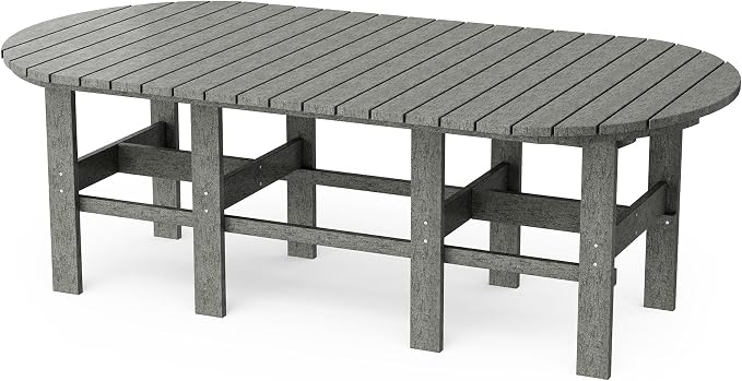 Wildridge Classic 7-Piece 44"x84" Dining Set, Dark Gray - Outdoor Weather Resistant Recycled Plastic Furniture for Patio