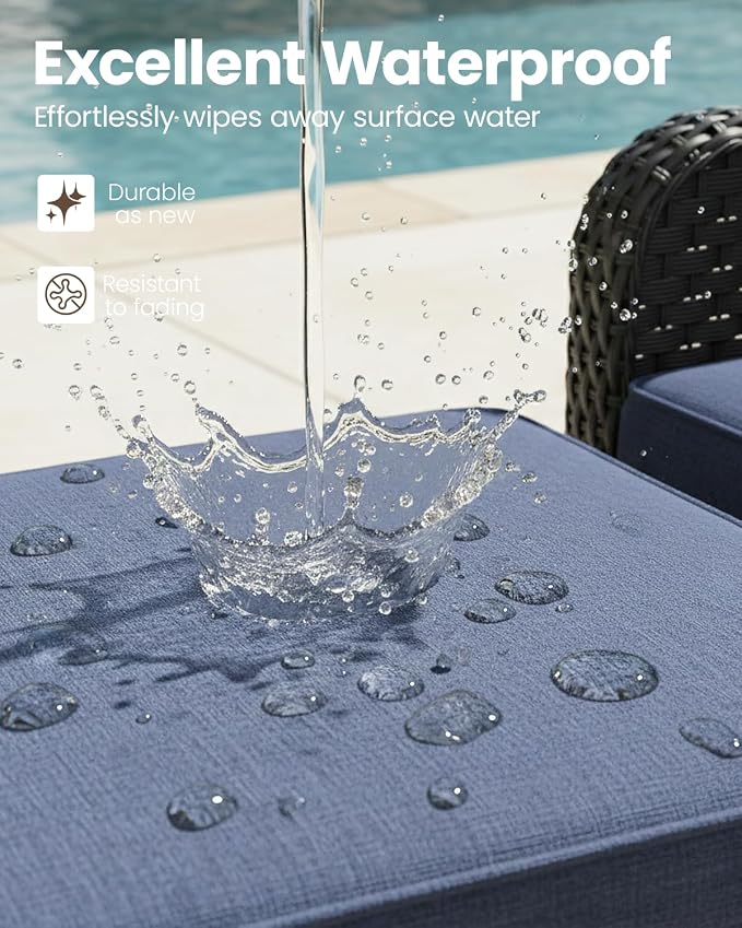 9 Pieces Outdoor Furniture Set with 6-inch Cushions, High Back Wicker Swivel Rocker Chairs with Coffee Table, Luxury Conversation Set for Deck Patio and Poolside