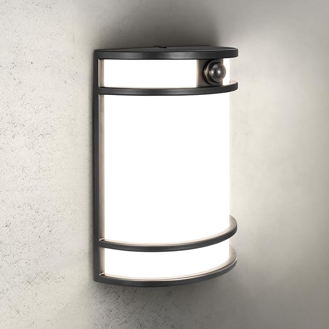 ASD 10 Inch Motion Sensor LED Outdoor Sconce Lights - 15W 120-277V 3000K 4000K 5000K Black Exterior Lighting Fixtures, Exterior Lights for House, Modern Patio Wall Light Fixture ETL