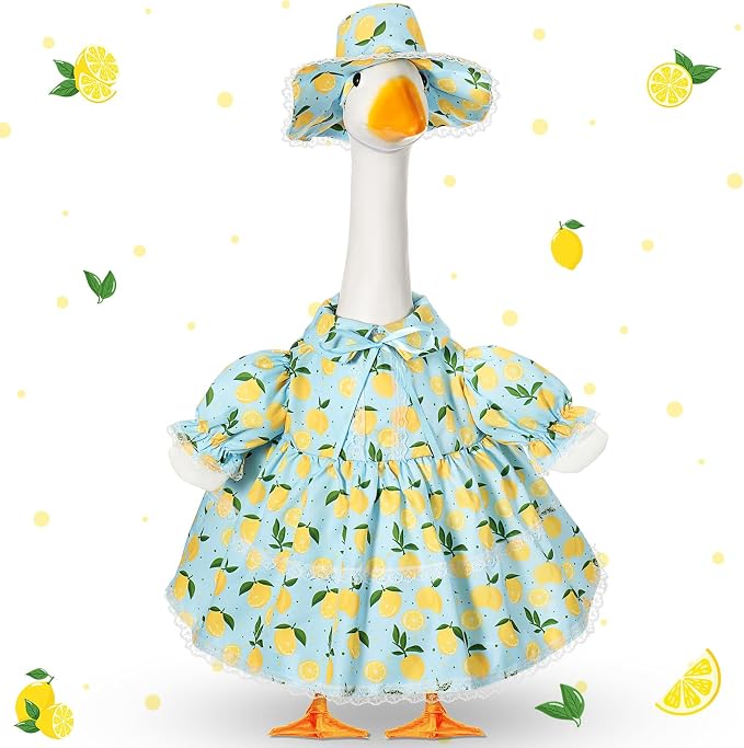 FuWeave Fall Porch Goose Outfit for Lawn Decor | Fits 23"/17" Lawn Plastic/Cement Statue Goose Costume Dress for Front Outdoor Courtyard Garden Patio Yard Decoration