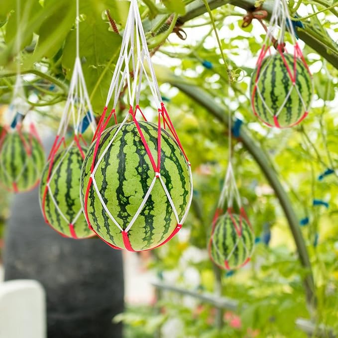 30Pcs Melon Hammocks Cradles, 19Inches Melon Hammock for Trellis Heavy Duty Watermelon Nets, Support Hanging Bags for Pumpkin Cantaloupes Honeydew, 19In Bag and 19in Handle, Bear for 30lbs