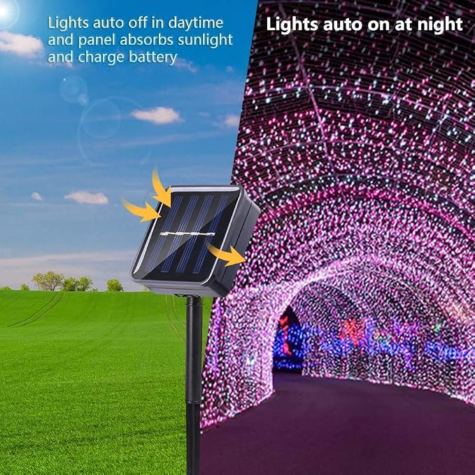 Lomotech Solar Fairy Lights Outdoor, 2 Pack Total 66ft 200 LED,Multicolor | Solar String Lights Waterproof 8 Modes Twinkle Lights for Outdoor, Patio, Garden, Yard, Party, Wedding, Tree Decoration