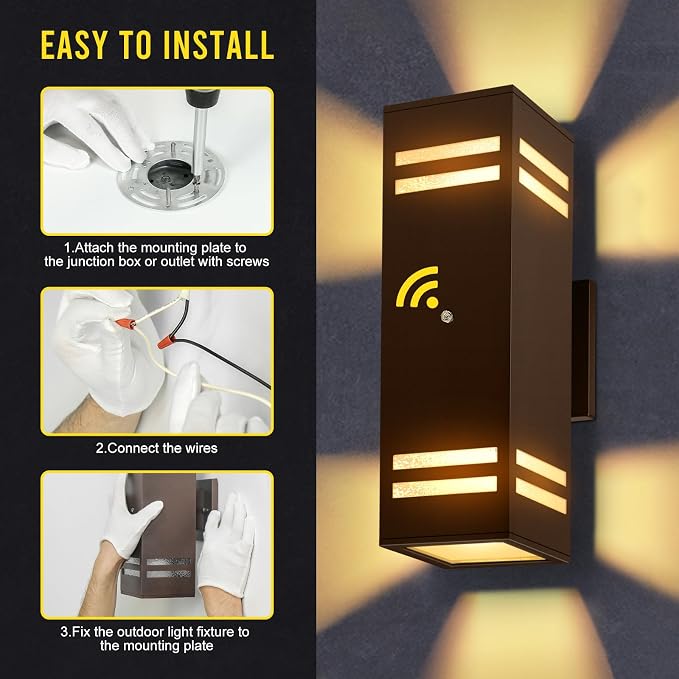 Bronze Dusk to Dawn Outdoor Lights, Exterior Lighting Fixtures | Modern 2 Pack Up Down Lights Outdoo,Wall Light Wtih LED Bulbs, IP65 Waterproof Outside Lights for House for Porch, Garage