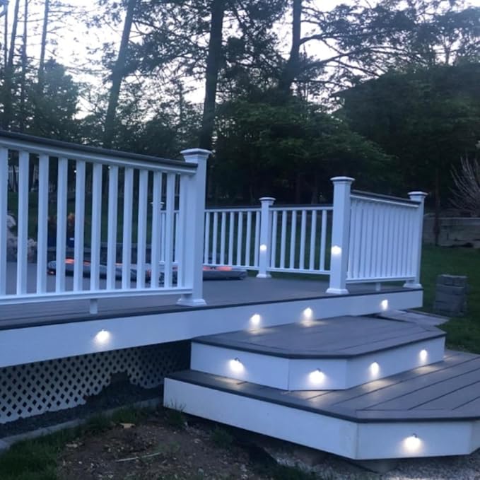 Pack of 6 LED Deck Lights kit Outdoor Garden Yard Decoration Lamp Recessed Landscape Pathway Step Cool White Lighting, Bronze