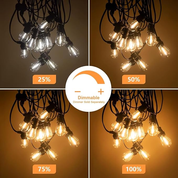 SUNTHIN Outdoor String Lights, 3 * 50FT(150FT Total) Patio Lights with 3 * 15 LED Shatterproof Bulbs for Outside, Backyard, Deck, Porch, Garden, Bistro, Cafe, Party