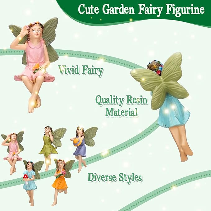 Unittype 19 Pcs Fairy Garden Accessories Outdoor Miniature Flower Fairy Figurines Bridge Mushroom Lighthouse Water Well Pond Garden Decorations