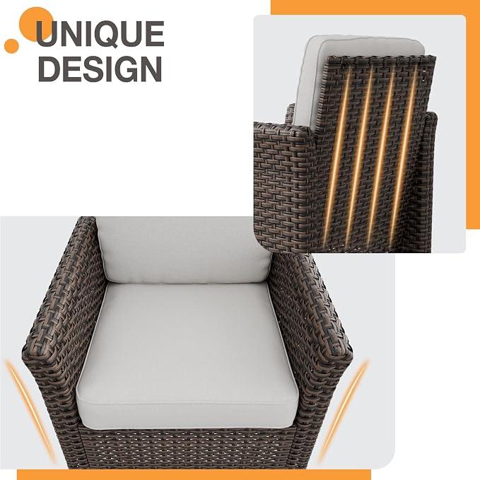 COOS BAY Harbor Retreat 4 Piece Outdoor Furniture Set, Patio Conversation Set with Patio Chairs and Ottomans, Wicker Furniture, Brown/Beige