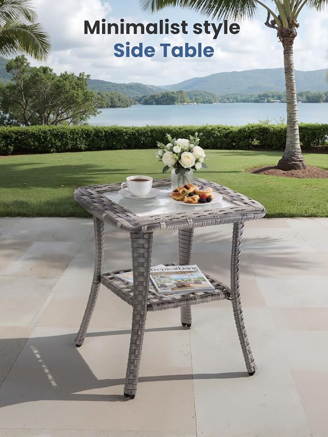 3-Piece Outdoor Patio Furniture Set with Swivel Chairs, Outdoor Conversation Wicker Sofa with Coffee Table, Rattan Couch for Deck Yard Poolside, Beige