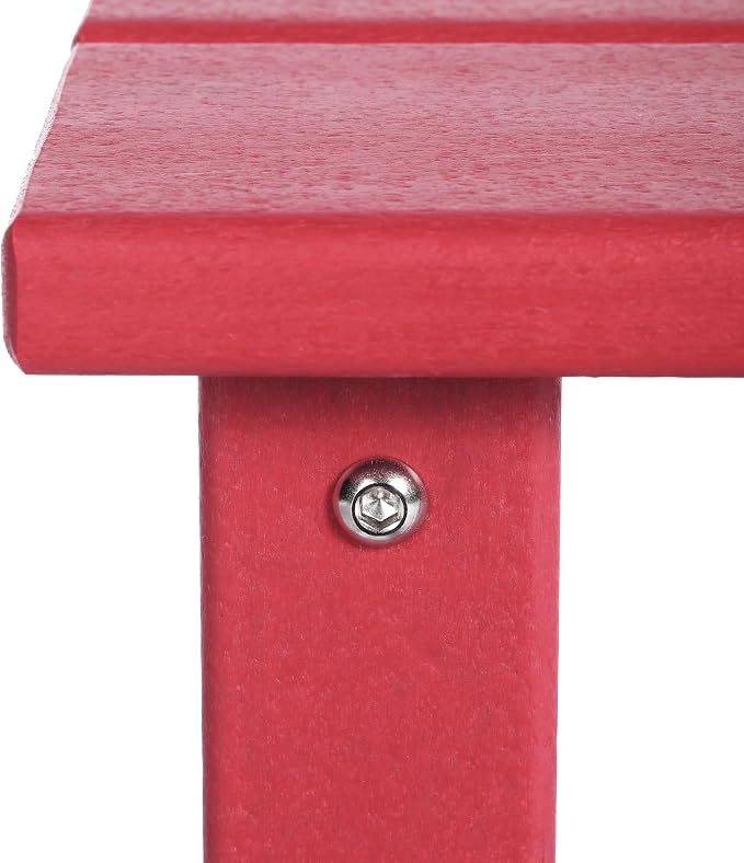 Costaelm Kids Outdoor End Table, Small Patio Table, Outdoor Side Table Porch Table Adirondack Patio Side Table for Outside, Pool, Porch, Garden, Red