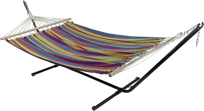 Northlight 59" x 76" Green, Purple and Yellow Striped Hammock