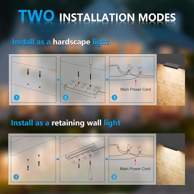 VOLISUN 7 Inch Retaining Wall Lights, 2700K Hardscape Lighting, 12 Pack | IP67 Waterproof, Cuttable Low Voltage Landscape Lighting, 12V Paver Lights, 2.8W Outdoor Step Lights