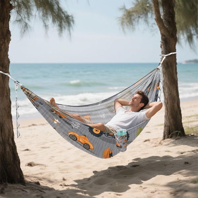FRMG Tractor Car Camping Hammock 500 lbs Capacity Portable Hammocks with Tree Straps & Attached Carry Bag, Camping Essentials Gear 2013281a